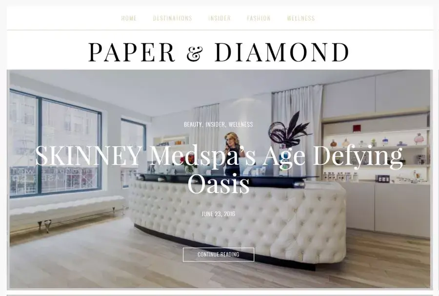 SKINNEY Medspa featured in Paper & Diamond